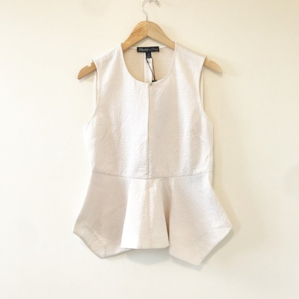 NEW Elizabeth & James White Keyhole Peplum Top